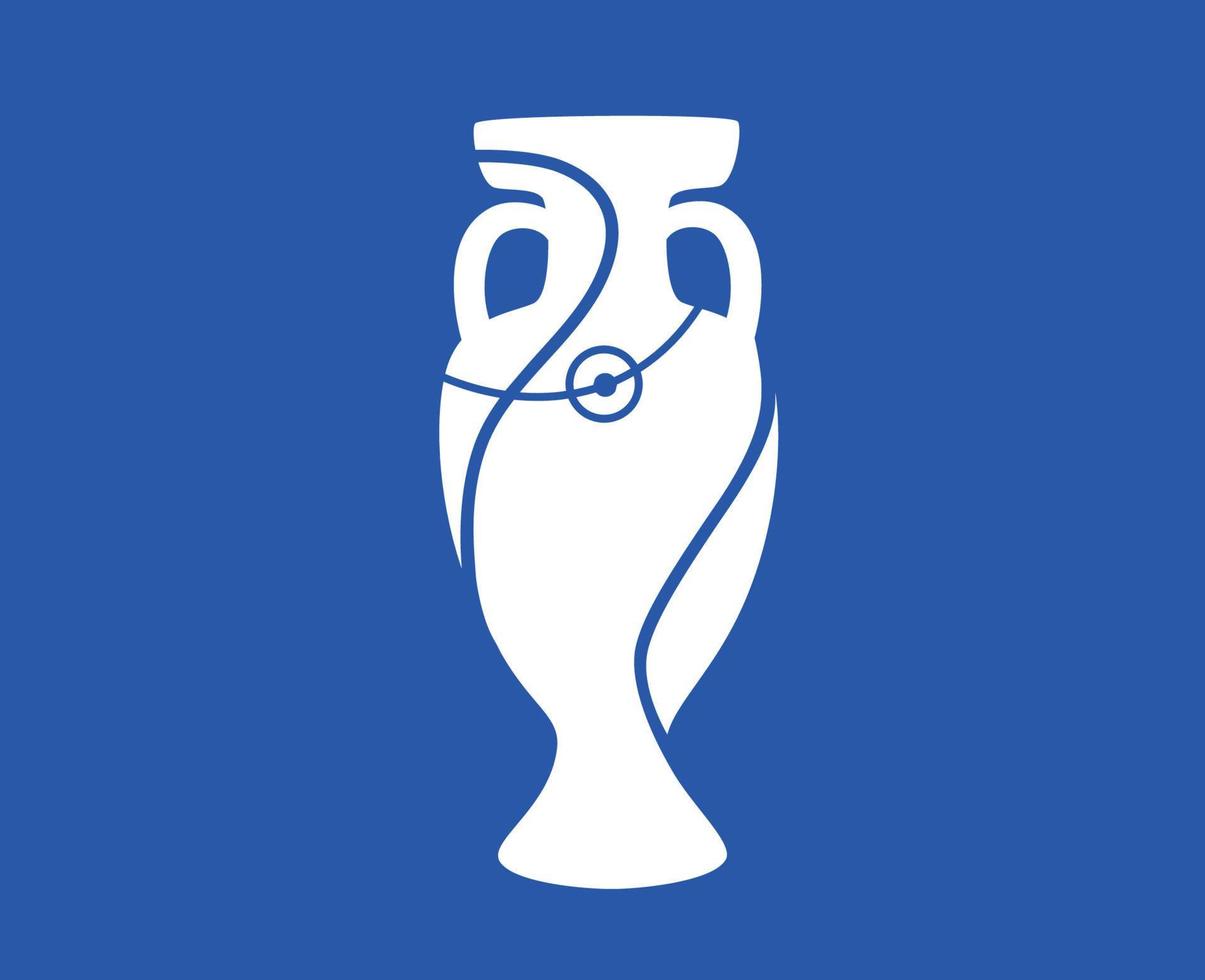 euro trophée blanc européen Football final conception illustration vecteur avec bleu Contexte