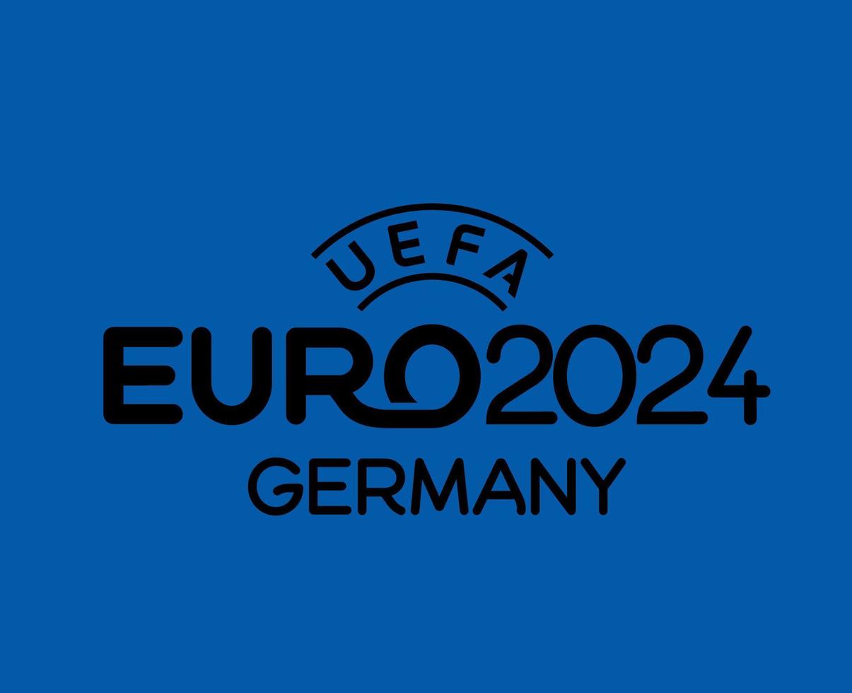 euro 2024 Allemagne logo officiel symbole Nom noir européen Football final conception illustration vecteur avec bleu Contexte