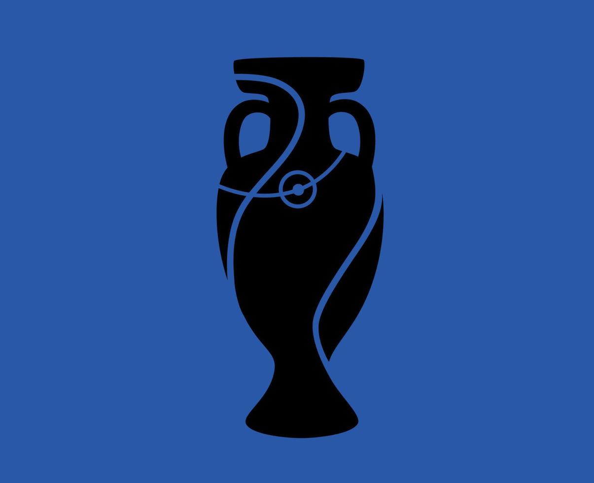 euro trophée noir européen Football final conception illustration vecteur avec bleu Contexte