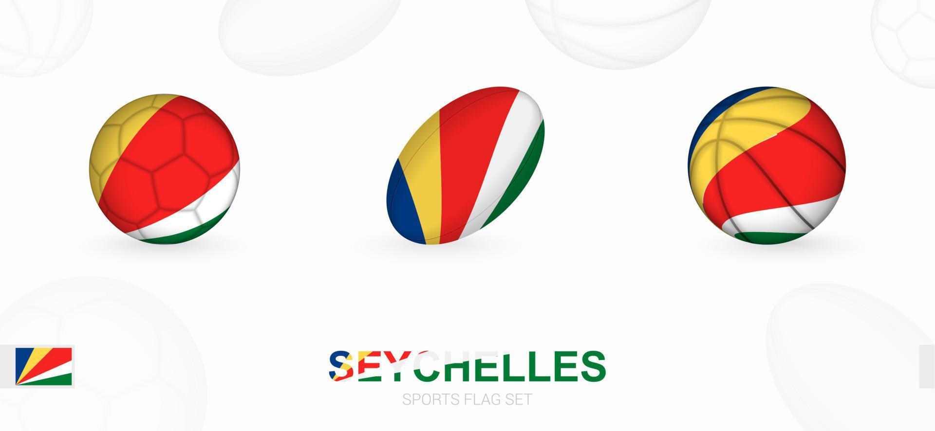 des sports Icônes pour football, le rugby et basketball avec le drapeau de les Seychelles. vecteur