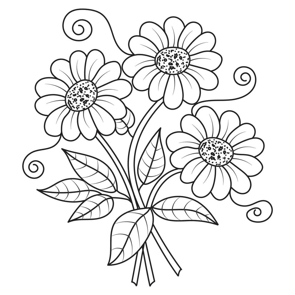 ensemble de différents fleur ligne sur blanc Contexte. fleurs dessin avec dessin au trait sur blanc arrière-plans. vecteur