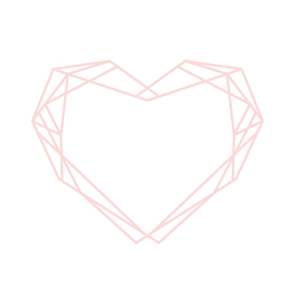 pastel rose géométrique cœur. vecteur contour polygonal frontière pour décoration la Saint-Valentin jour, mariage invitations et salutation cartes