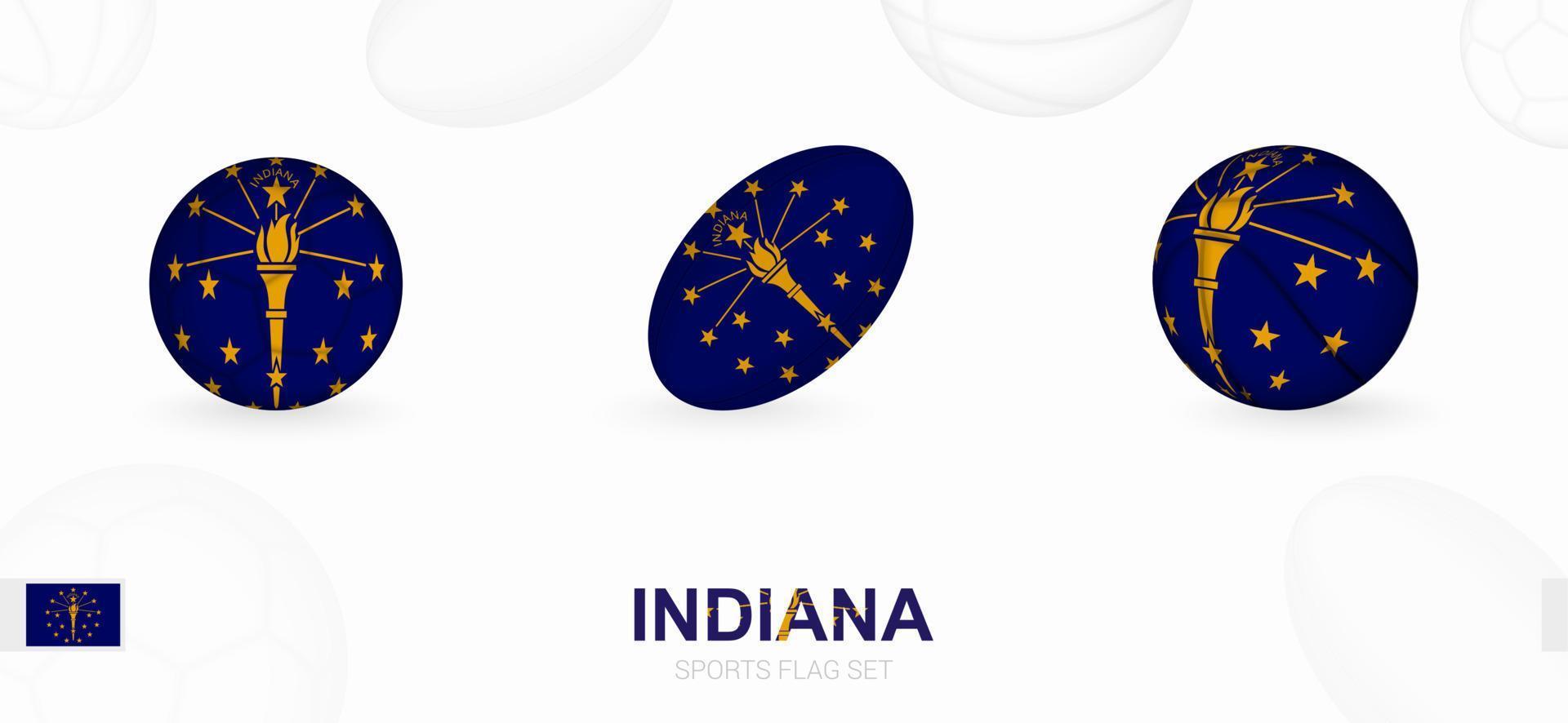 des sports Icônes pour football, le rugby et basketball avec le drapeau de Indiana. vecteur