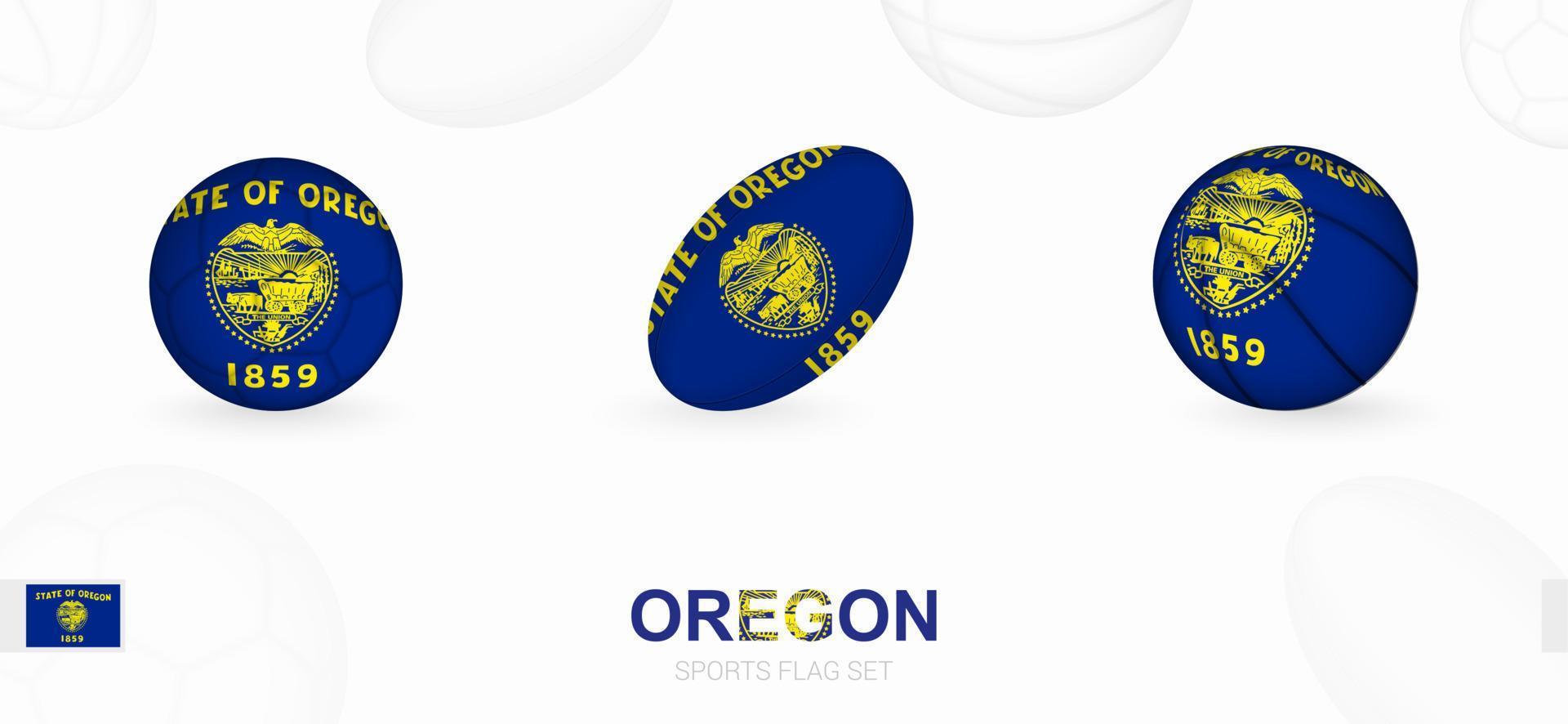 des sports Icônes pour football, le rugby et basketball avec le drapeau de Oregon. vecteur