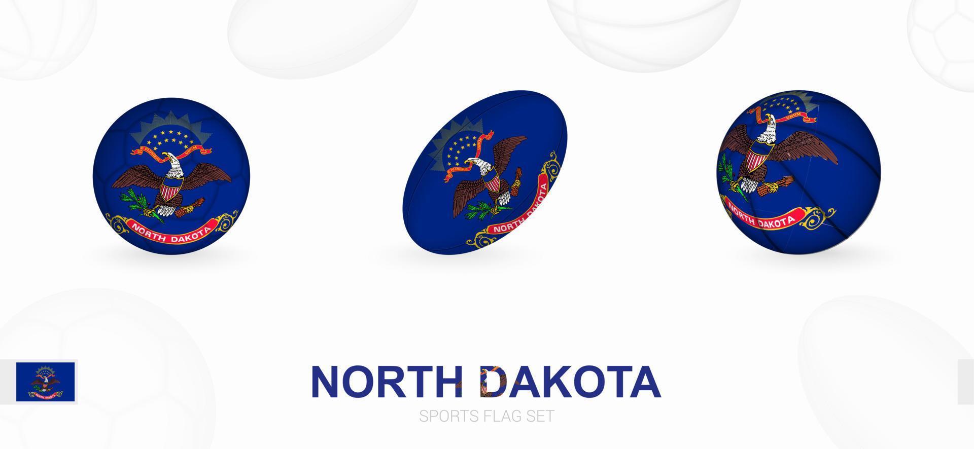 des sports Icônes pour football, le rugby et basketball avec le drapeau de Nord Dakota. vecteur