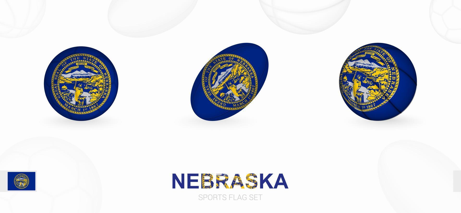 des sports Icônes pour football, le rugby et basketball avec le drapeau de Nebraska. vecteur