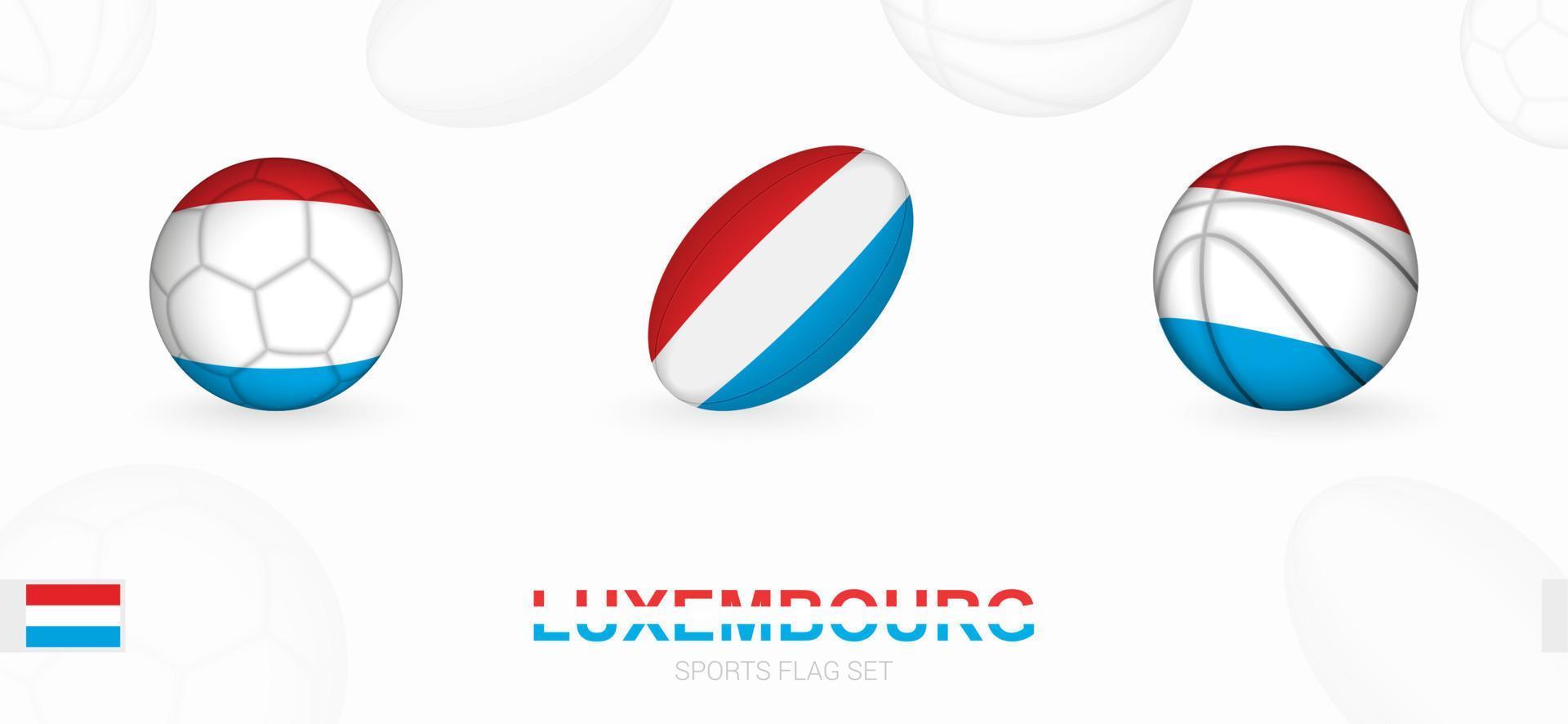 des sports Icônes pour football, le rugby et basketball avec le drapeau de Luxembourg. vecteur