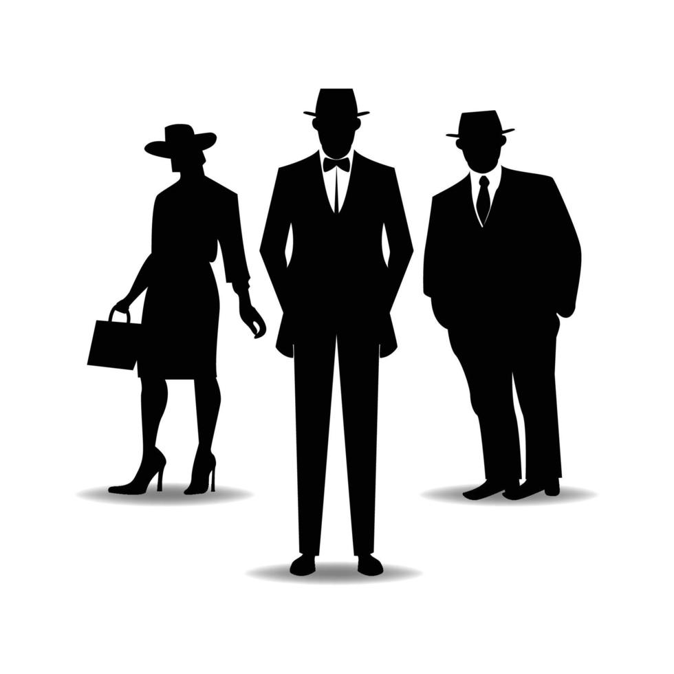 mafia silhouette vecteur, détective silhouette vecteur isolé sur blanc Contexte