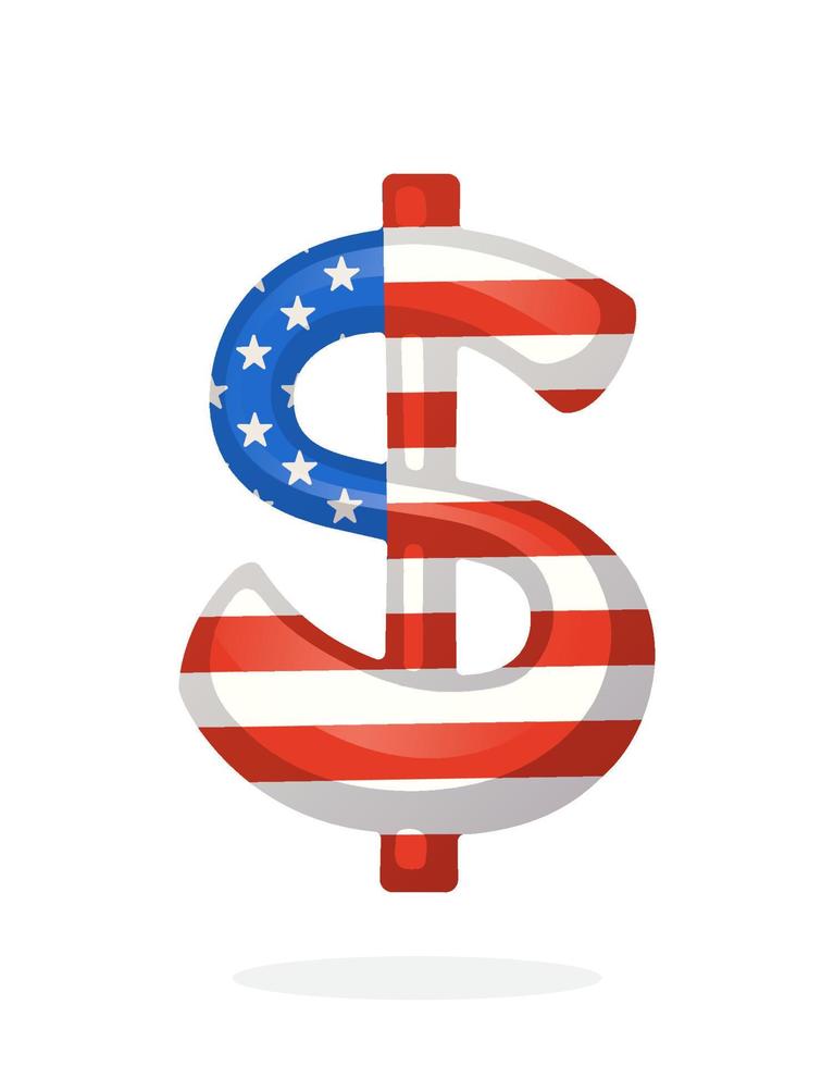 plat illustration de le dollar symbole dans nationale drapeau couleurs avec un verticale ligne vecteur