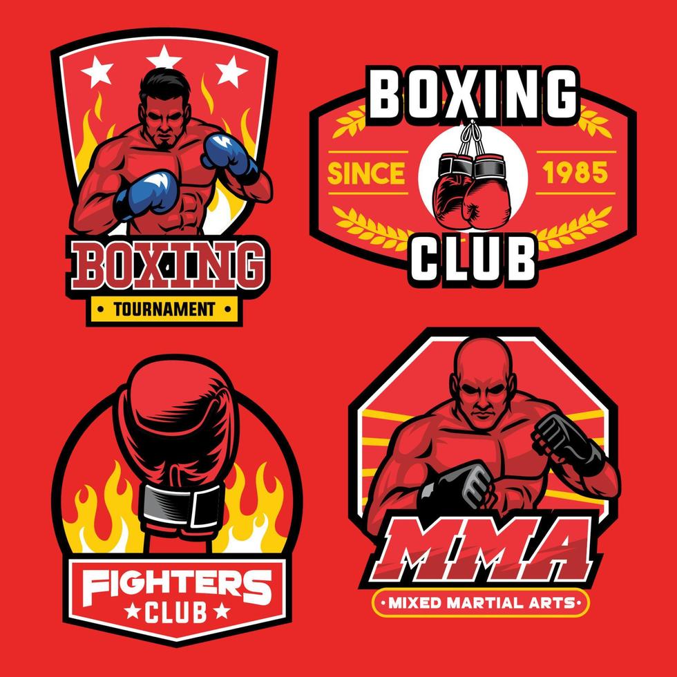 boxe badge ensemble vecteur