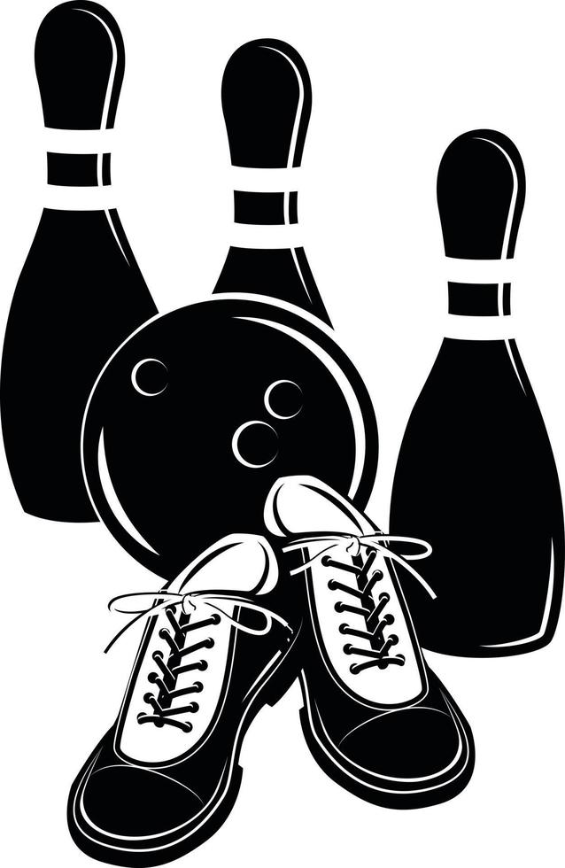 silhouette de bowling des chaussures et épingles vecteur