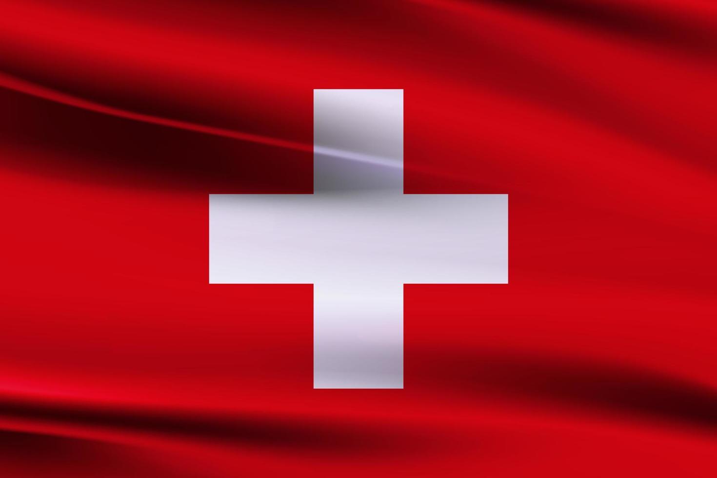 réaliste drapeau. Suisse drapeau soufflant dans le vent. Contexte soie texture. 3d Suisse drapeau vecteur graphique. Suisse patriotisme et indépendance.