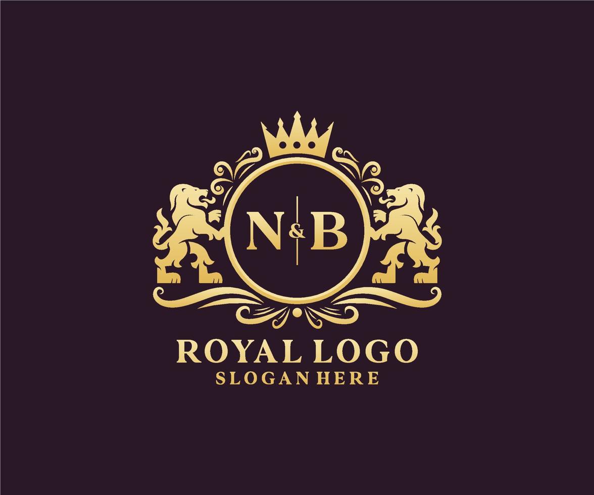 modèle de logo de luxe royal lion lettre initiale nb dans l'art vectoriel pour le restaurant, la royauté, la boutique, le café, l'hôtel, l'héraldique, les bijoux, la mode et d'autres illustrations vectorielles.