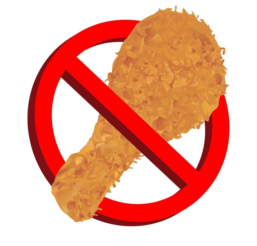pas de nourriture avec des frites de poulet signe d'interdiction d'icône vecteur