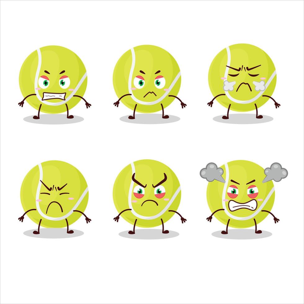 tennis Balle dessin animé personnage avec divers en colère expressions vecteur