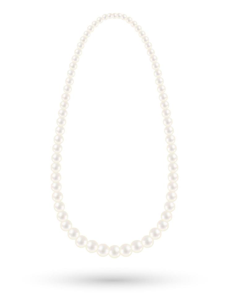 véritable vecteur de collier de perles blanches sur fond blanc