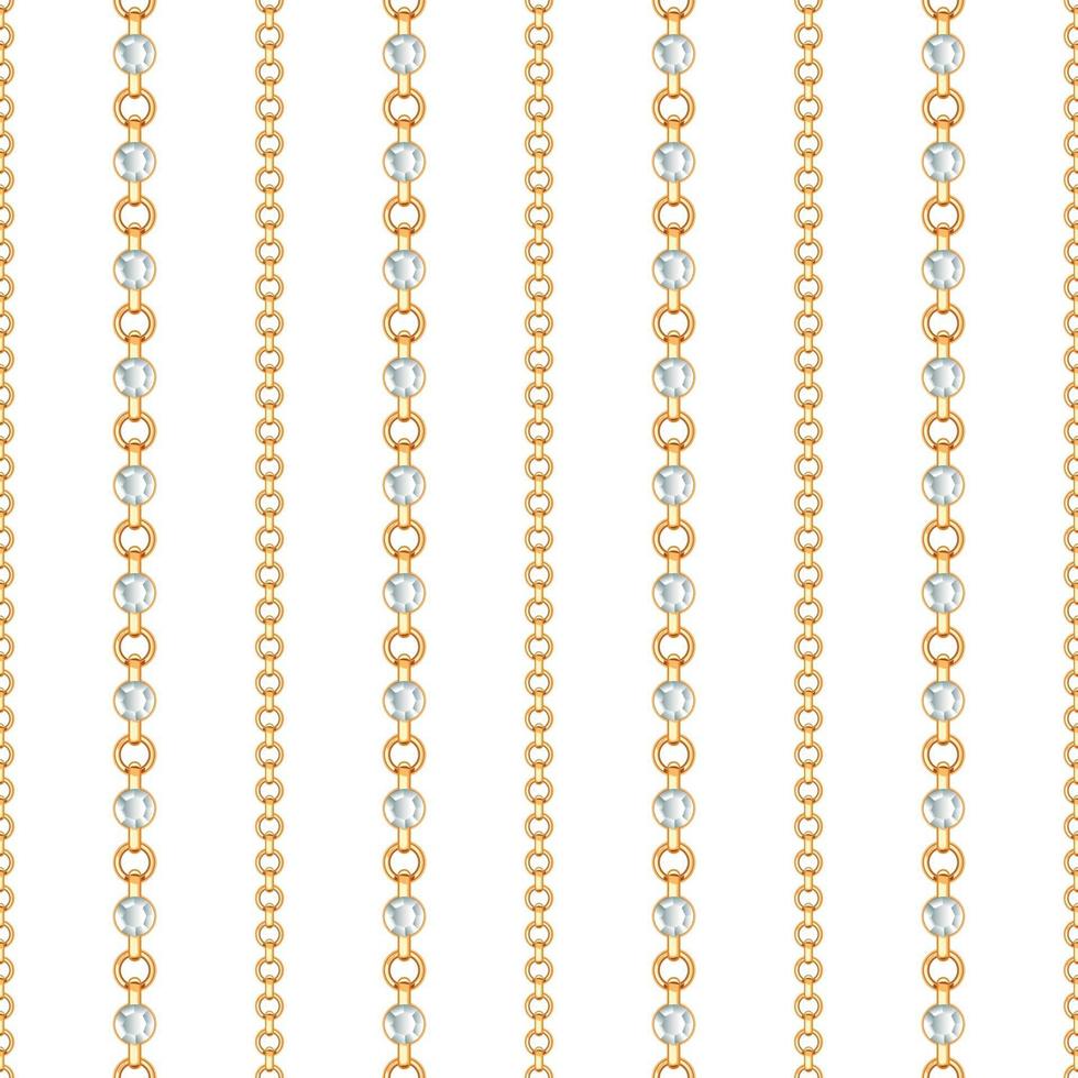 modèle sans couture de lignes de chaîne en or sur fond blanc. illustration vectorielle vecteur