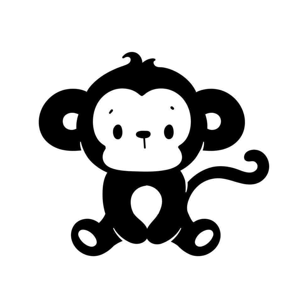 silhouette de une vilain peu singe mignonne animal les dessins animés pour des gamins vecteur