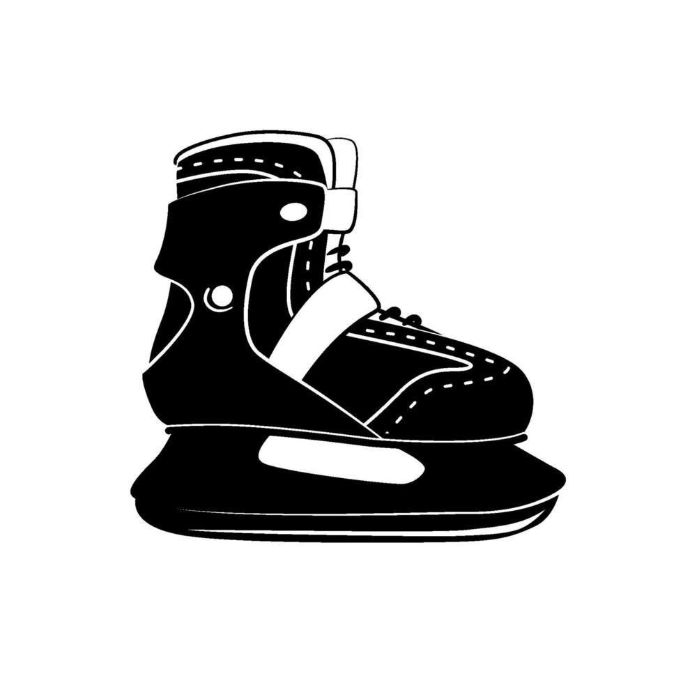 Icône de glyphe de patinage de remise en forme, activité hivernale et sport, signe de patinage sur glace logo noir, motif solide isolé sur fond blanc, vecteur