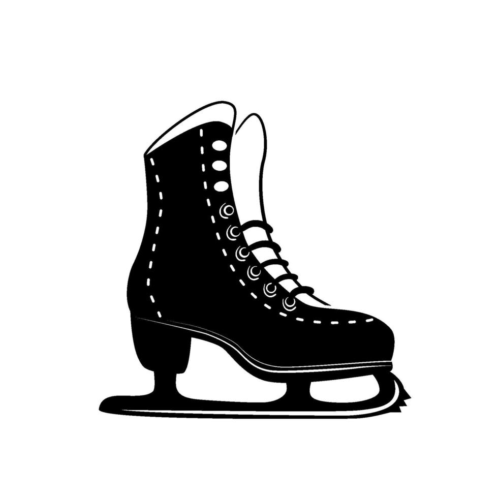 Icône de glyphe de patinage artistique, activité hivernale et sport, signe de patinage sur glace logo noir, motif solide isolé sur fond blanc, vecteur