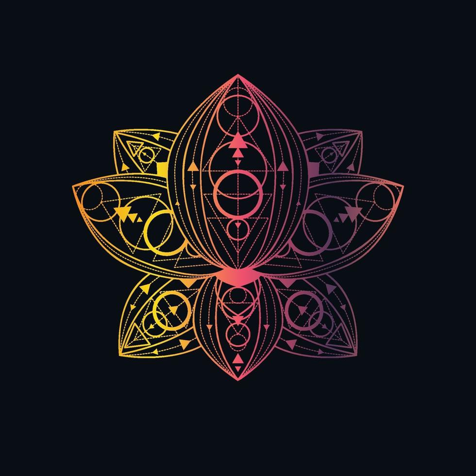 fleur de lotus avec illustration linéaire vectorielle motif géométrique vecteur