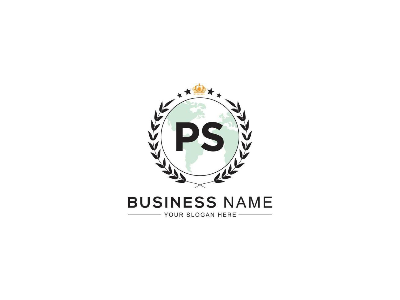 minimaliste ps logo icône, Créatif ps luxe couronne lettre logo conception vecteur