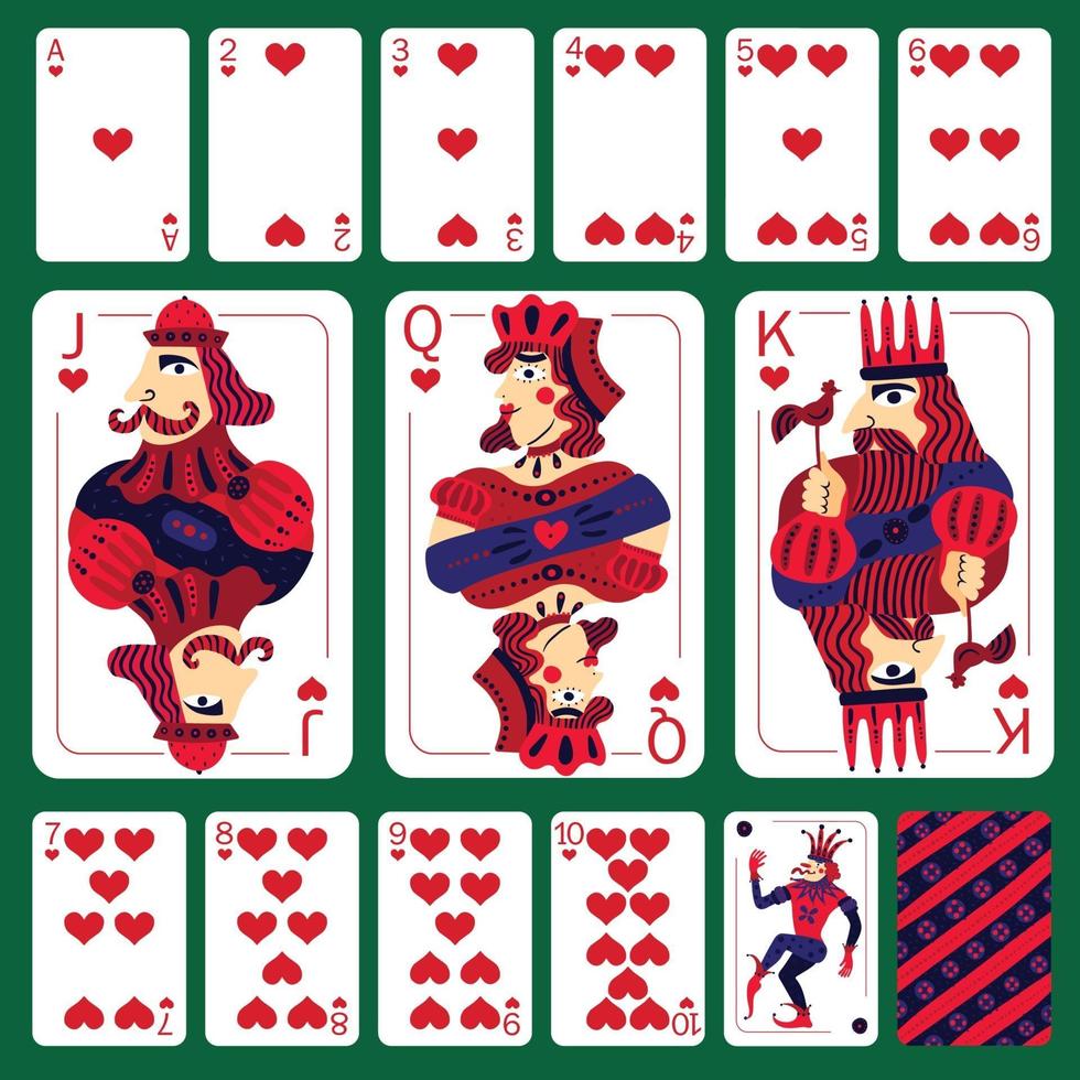 poker cartes à jouer coeur costume mis illustration vectorielle vecteur