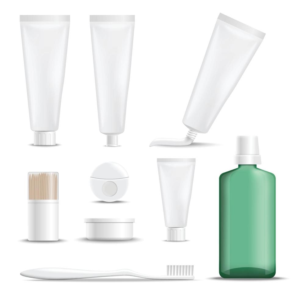 produits réalistes pour illustration vectorielle de soins des dents vecteur