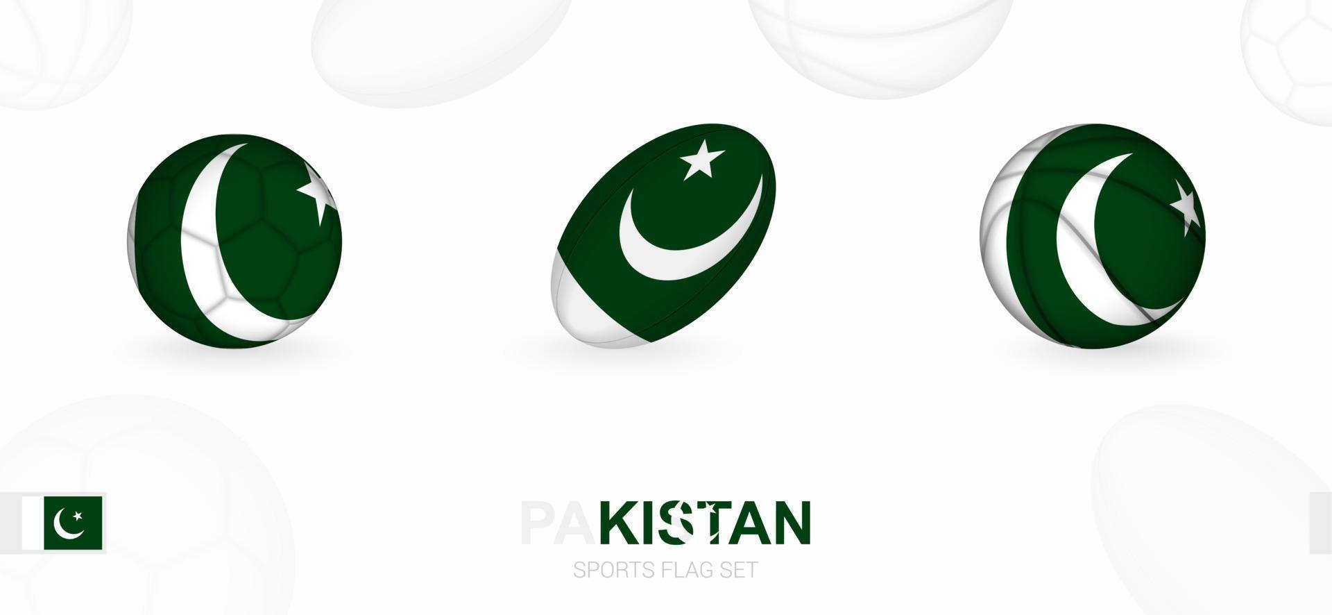 des sports Icônes pour football, le rugby et basketball avec le drapeau de Pakistan. vecteur