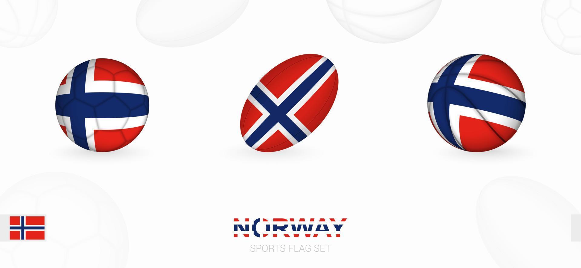 des sports Icônes pour football, le rugby et basketball avec le drapeau de Norvège. vecteur