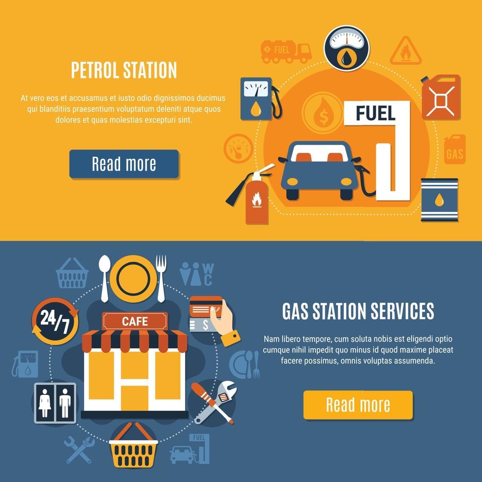 deux bannière de pompe à carburant définie illustration vectorielle vecteur