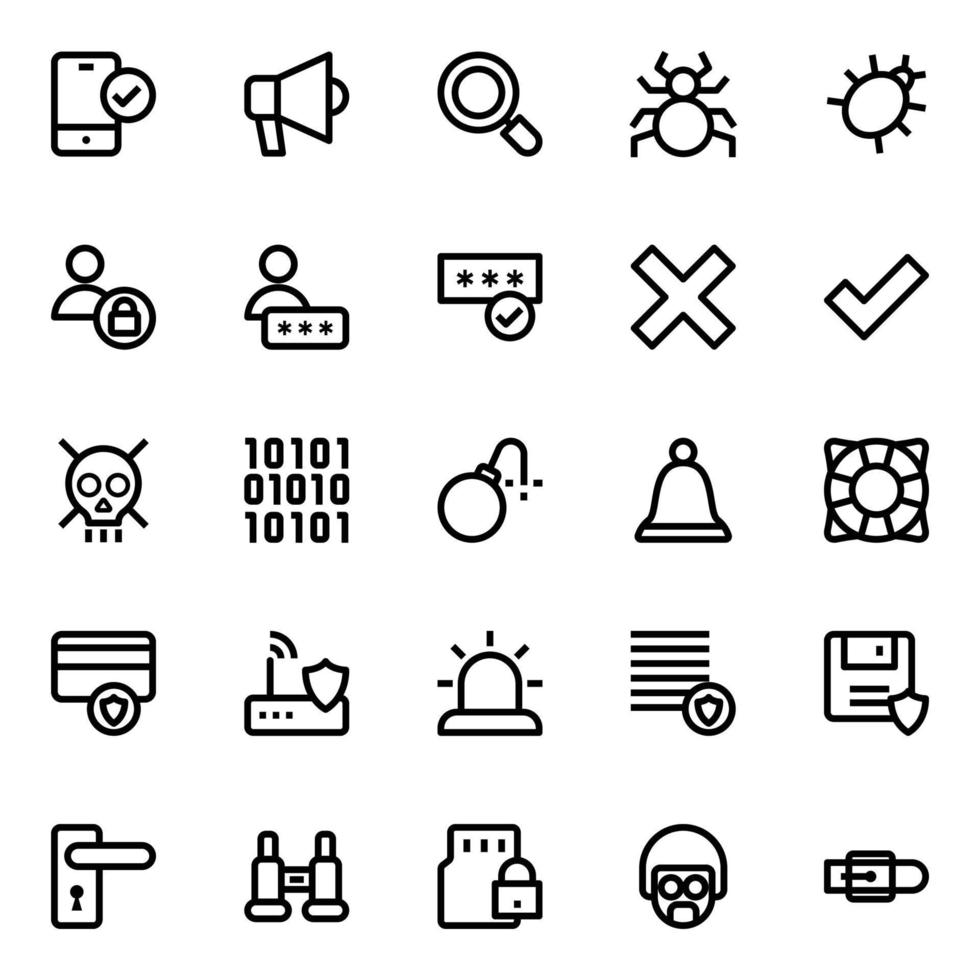 contour Icônes pour sécurité. vecteur