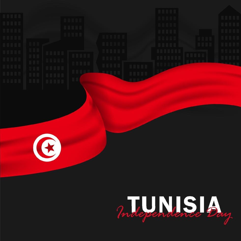 vecteur de la fête de l'indépendance avec des drapeaux de la Tunisie.