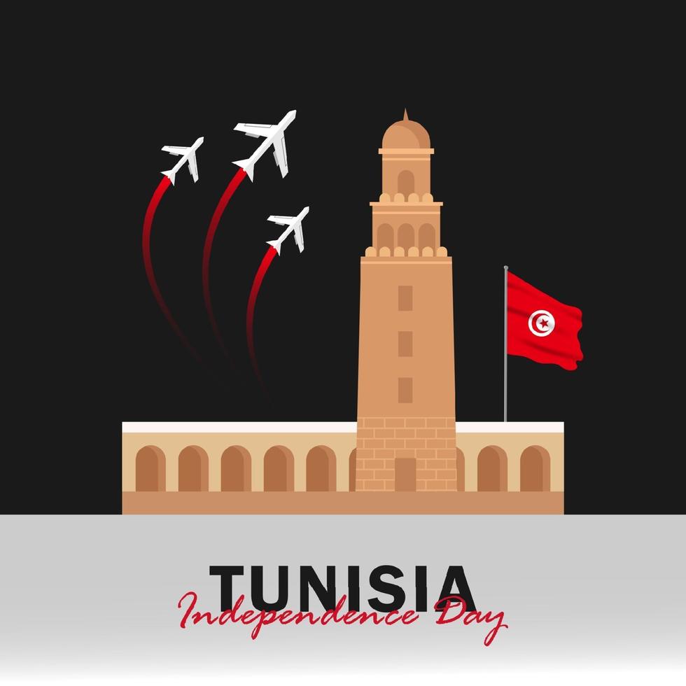 vecteur de la fête de l'indépendance avec des drapeaux de la Tunisie.