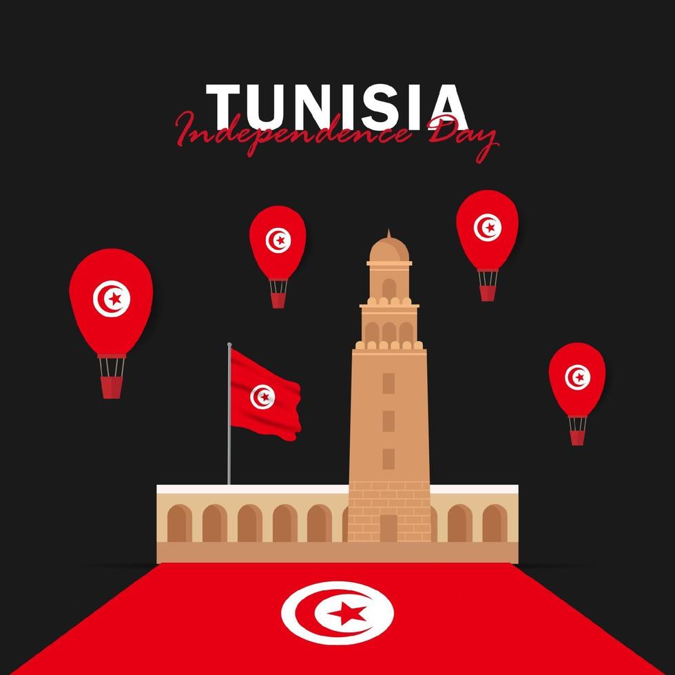 vecteur de la fête de l'indépendance avec des drapeaux de la Tunisie.