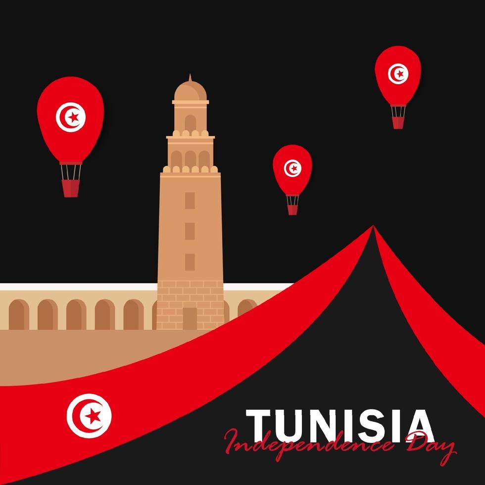 vecteur de la fête de l'indépendance avec des drapeaux de la Tunisie.