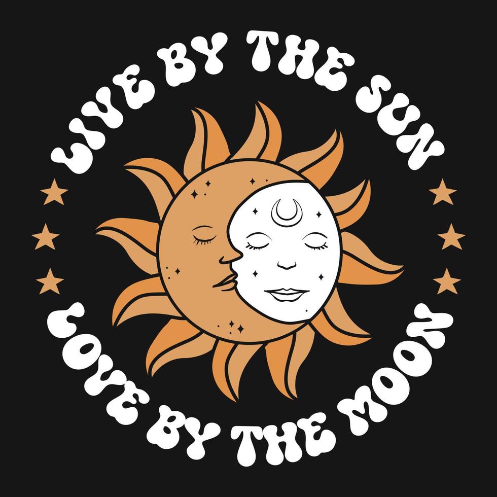 boho mystique Soleil lune vecteur T-shirt conception