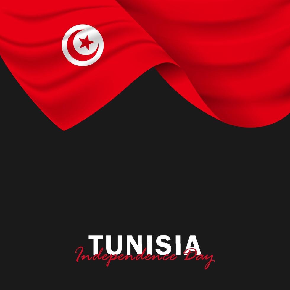 vecteur de la fête de l'indépendance avec des drapeaux de la Tunisie.