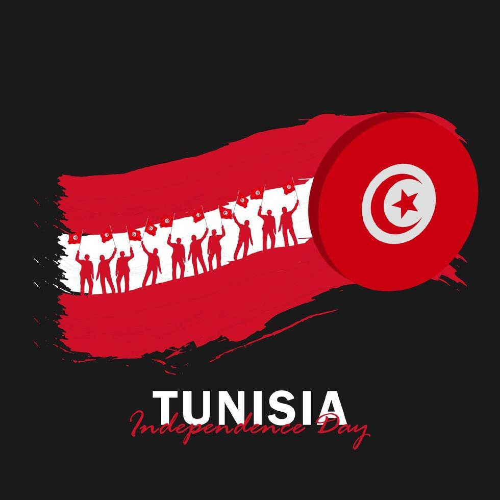 vecteur de la fête de l'indépendance avec des drapeaux de la Tunisie.