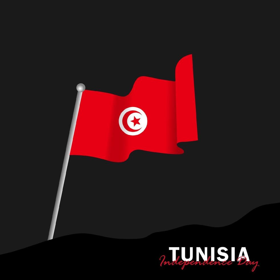 vecteur de la fête de l'indépendance avec des drapeaux de la Tunisie.