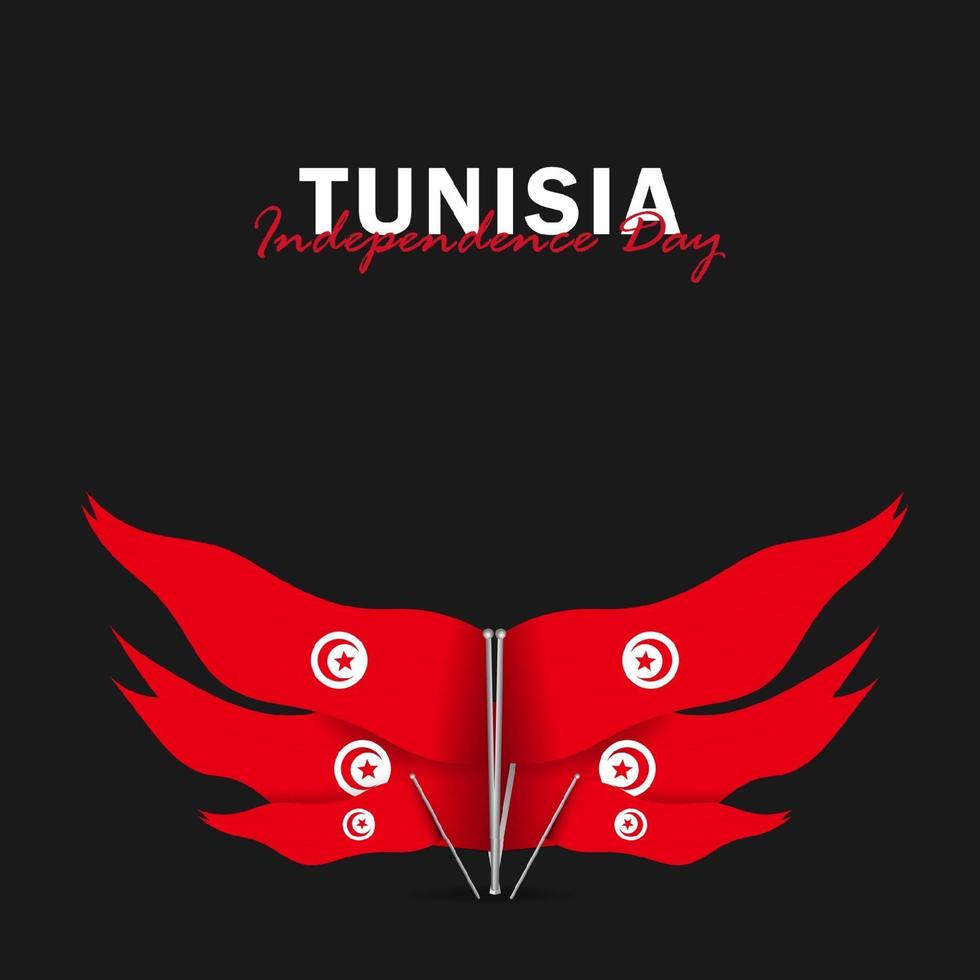 vecteur de la fête de l'indépendance avec des drapeaux de la Tunisie.