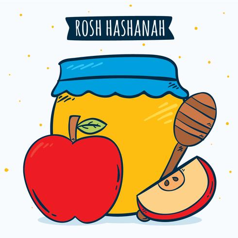 Vecteur d'élément de Rosh Hashanah dessinés à la main