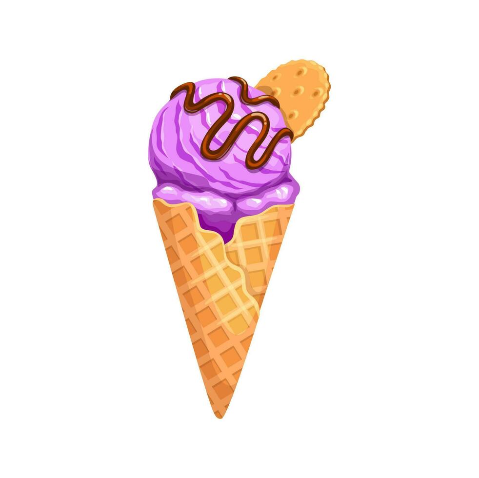 dessin animé la glace crème gaufre cône avec biscuit salé biscuit vecteur