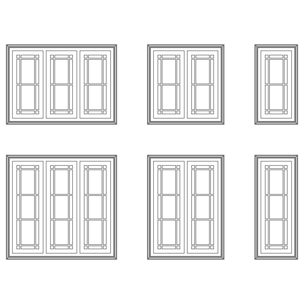 classique les fenêtres ensemble graphique noir blanc isolé esquisser illustration vecteur
