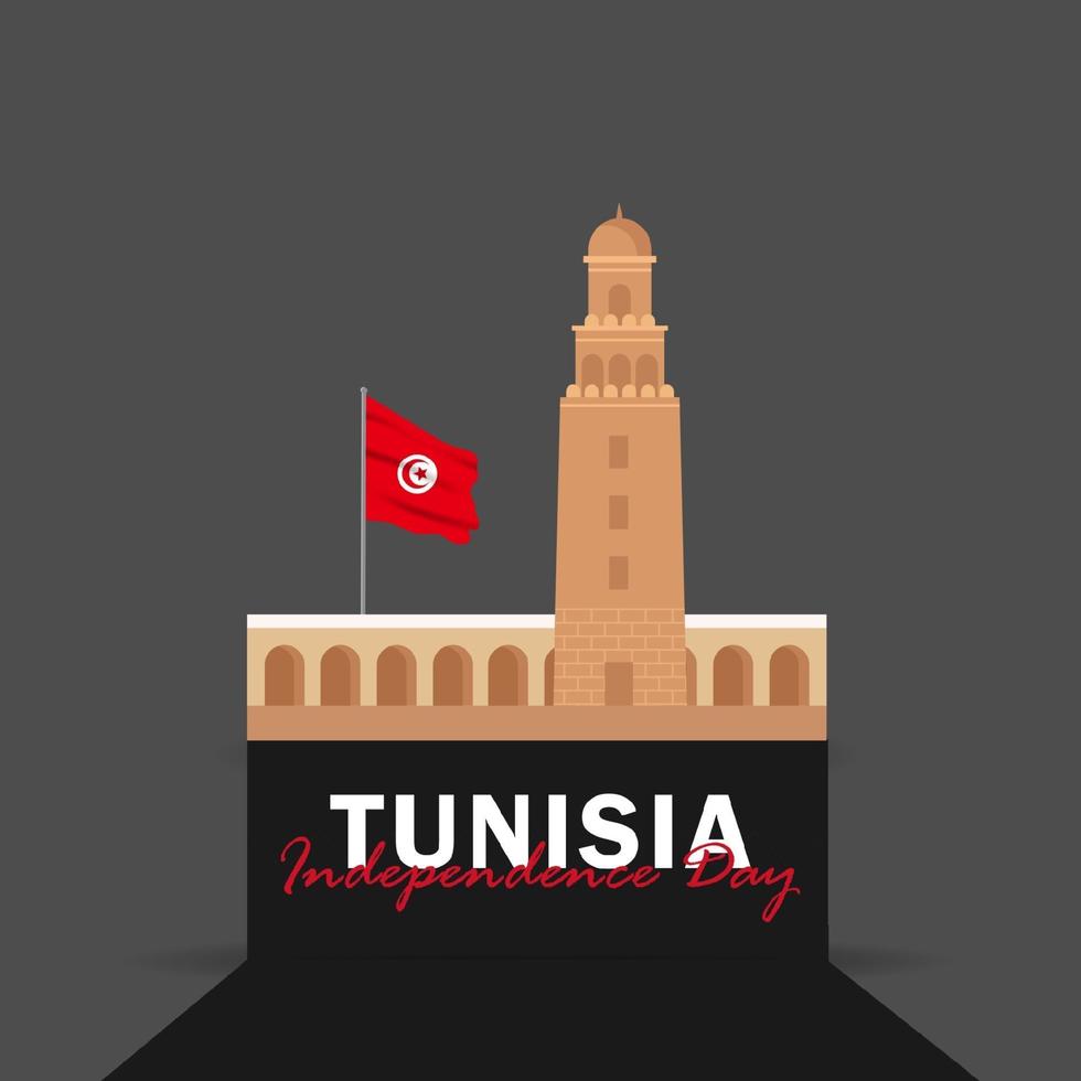 vecteur de la fête de l'indépendance avec des drapeaux de la Tunisie.