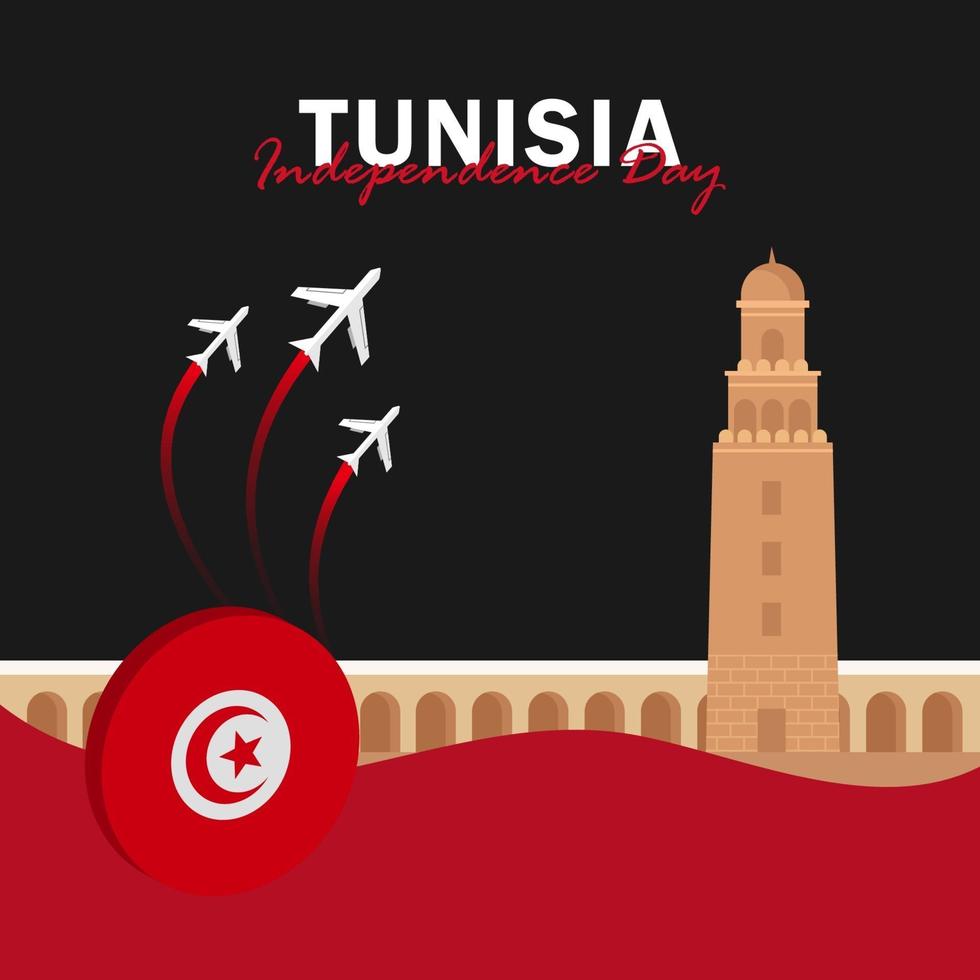 vecteur de la fête de l'indépendance avec des drapeaux de la Tunisie.