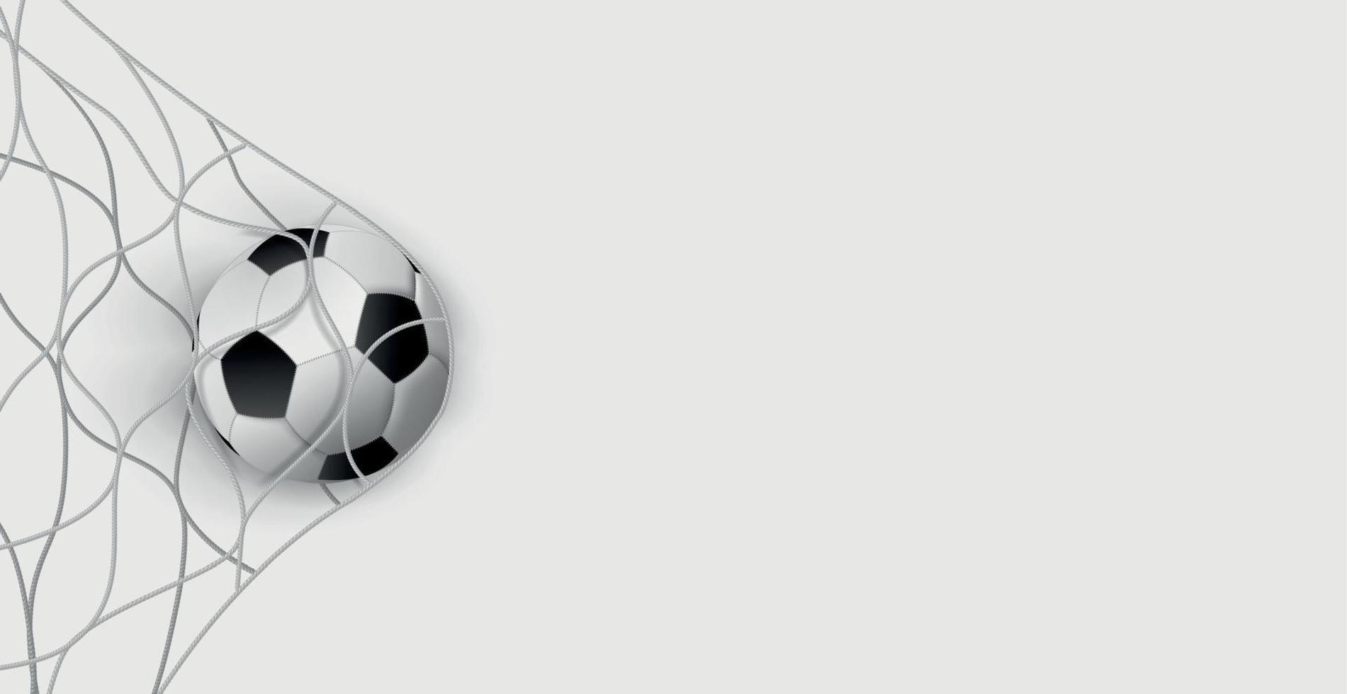 ballon de football dans un filet de but de football sur fond blanc - vecteur