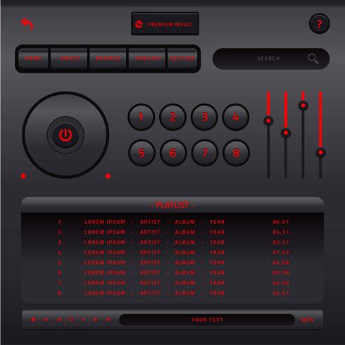 Vecteur de l'interface audio de contrôle de la musique