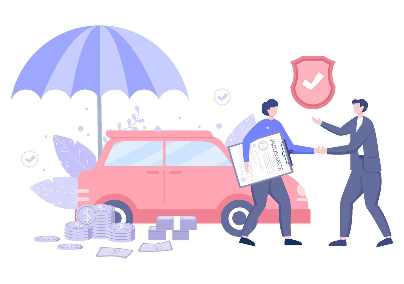 Le concept d'assurance automobile peut être utilisé comme protection contre les dommages aux véhicules et les risques d'urgence. illustration vectorielle vecteur