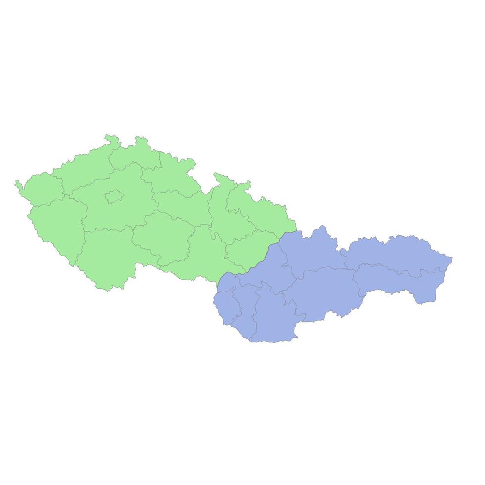 haute qualité politique carte de tchèque et la slovaquie avec les frontières de vecteur